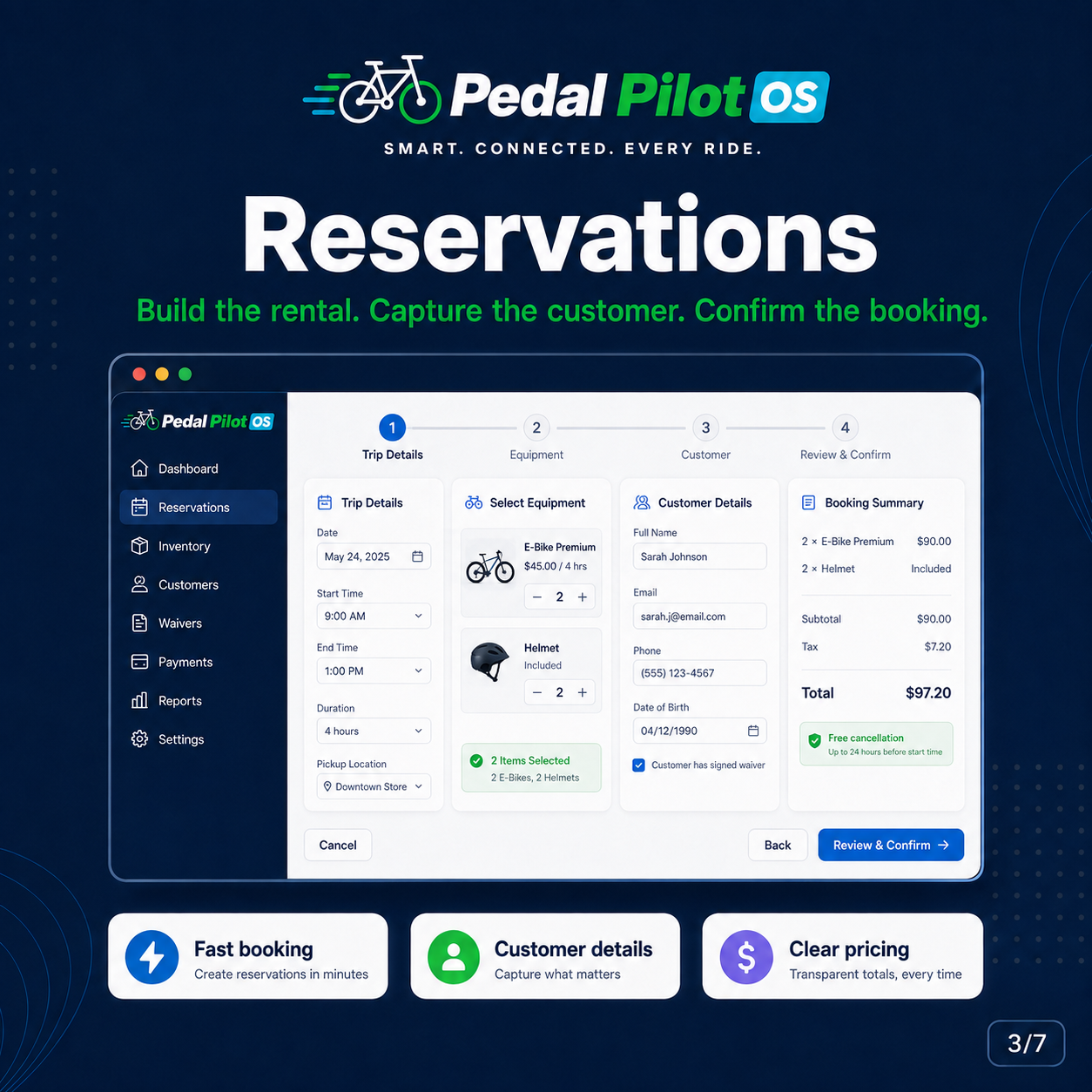 Pedal Pilot reservations workflow